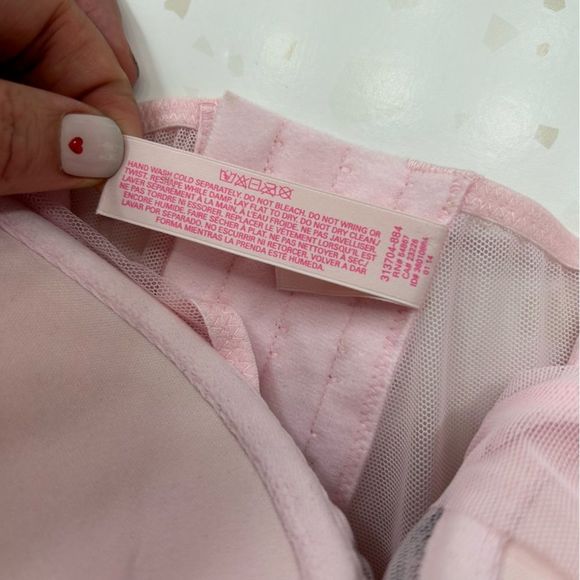 Victorias Secret Pink Corset Mesh Bustier Rhinestone Lingerie 34C - Picture 10 of 11
